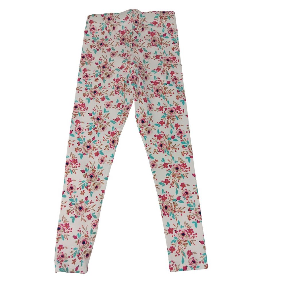 Isaac Mizrahi Girls Flowers Classic Leggings glitter accent SZ 7/8 Floral print